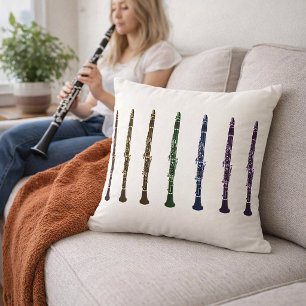 Vibrant Rainbow Clarinet Orchestra Band Music Cushion