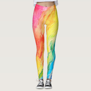 Vibrant Rainbow Clouds Leggings