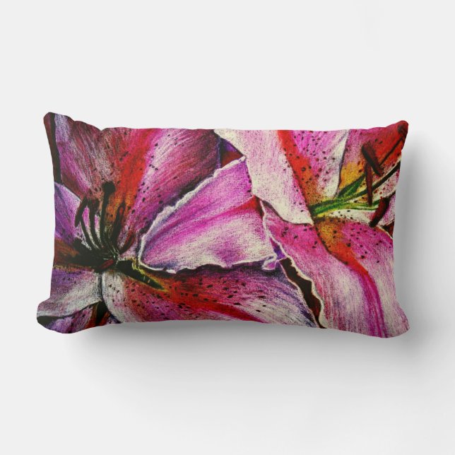 vibrant rainbow coloured abstract flower lumbar cushion (Front)