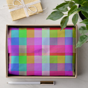 Vibrant Rainbow Colourful Squares Tissue Paper