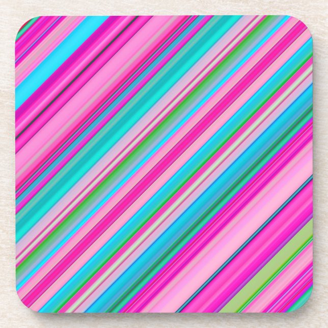 Vibrant Rainbow Colours Stripes Pattern-21056 Coaster (Front)