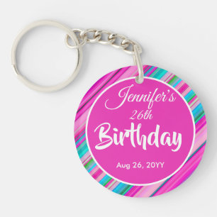 Vibrant Rainbow Colours Stripes Pattern-21056 Key Ring