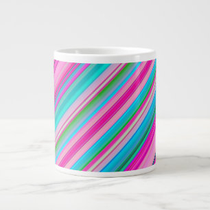 Vibrant Rainbow Colours Stripes Pattern-21056 Large Coffee Mug