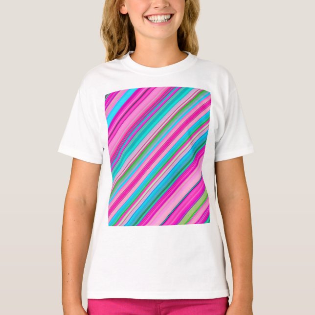 Vibrant Rainbow Colours Stripes Pattern-21056 T-Shirt (Front)