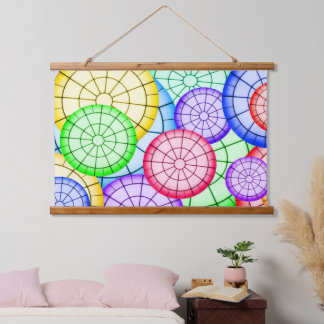 Vibrant Rainbow Concentric Circles Hanging Tapestry