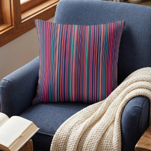 Vibrant Rainbow Decor: Multicolor Vertical Stripes Cushion