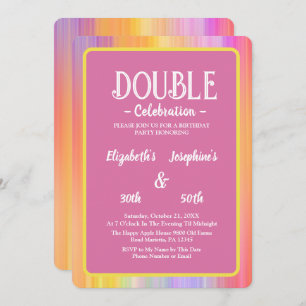 Vibrant Rainbow Double joint Birthday Celebration Invitation