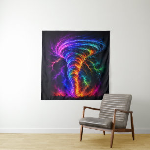 Vibrant Rainbow Energy Vortex Electrifying Tornado Tapestry