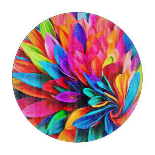 Vibrant Rainbow Flower Abstract Cutting Board