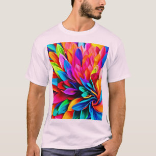 Vibrant Rainbow Flower Abstract T-Shirt