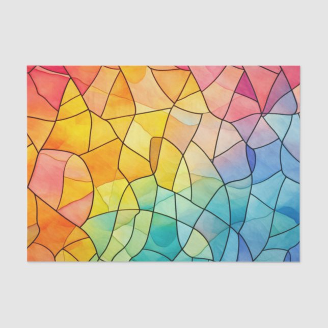 Vibrant Rainbow Glass Decoupage Tissue Paper (Front)