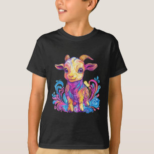 Vibrant Rainbow Goat Illustration Art T-Shirt