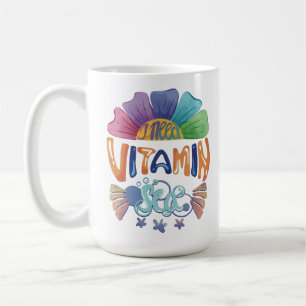 Vibrant Rainbow Hand-Lettering: I Need Vitamin Sea Coffee Mug
