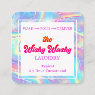 Vibrant Rainbow Holographic Square Business Card