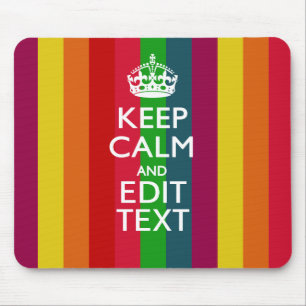 Vibrant Rainbow Keep Calm And Your Text Customise Mouse Mat
