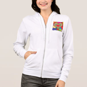 Vibrant Rainbow Layered Heart Abstract Hoodie