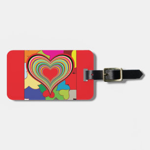 Vibrant Rainbow Layered Heart Abstract Luggage Tag