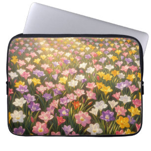 Vibrant Rainbow Lily Flower Field Laptop Sleeve