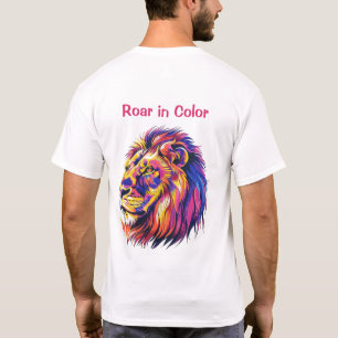 Vibrant Rainbow Lion Vector Art - Colorful Male Li T-Shirt