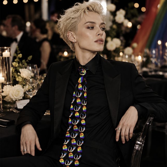 Vibrant Rainbow Minimalist Tulip LGBTQ+  Tie (Creator Uploaded)