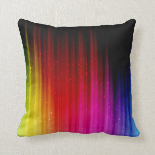 Vibrant Rainbow -  Multicolored Streaks Pattern Cushion