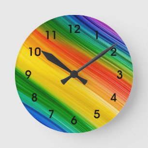 Vibrant Rainbow of Colours Round Clock