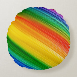 Vibrant Rainbow of Colours Round Cushion