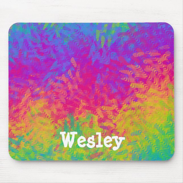 Vibrant Rainbow Ombre Mousepad with Custom Name (Front)