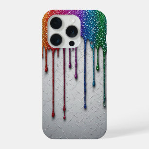 Vibrant Rainbow Paint Drips iPhone 15 Pro Case