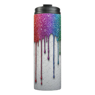 Vibrant Rainbow Paint Drips Thermal Tumbler
