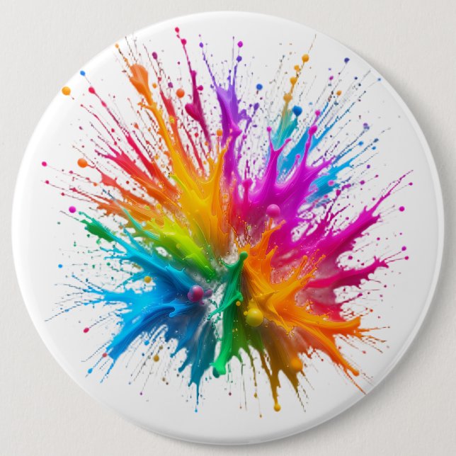 Vibrant Rainbow Paint Splatter Explosion 6 Cm Round Badge (Front)