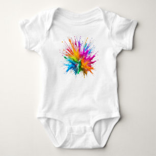 Vibrant Rainbow Paint Splatter Explosion Baby Bodysuit