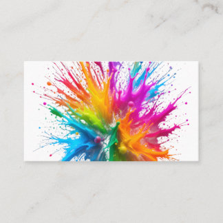 Vibrant Rainbow Paint Splatter Explosion Business Card