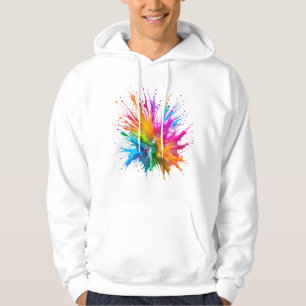 Vibrant Rainbow Paint Splatter Explosion Hoodie