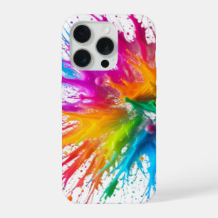 Vibrant Rainbow Paint Splatter Explosion iPhone 15 Pro Case