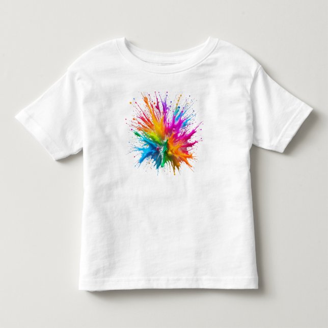Vibrant Rainbow Paint Splatter Explosion Toddler T-Shirt (Front)