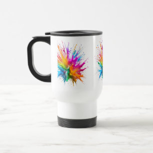 Vibrant Rainbow Paint Splatter Explosion Travel Mug