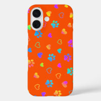 Vibrant Rainbow Paw & Heart Orange