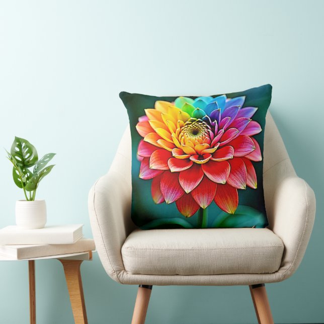 Vibrant Rainbow Petal Dream Art Cushion (Chair)