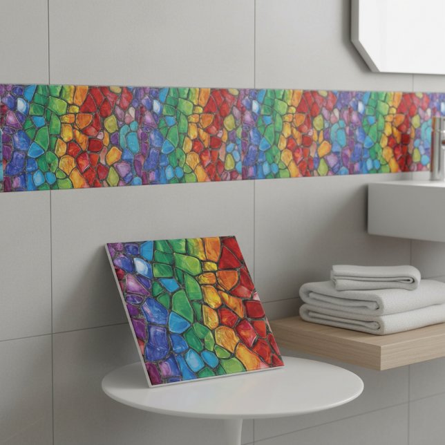 Vibrant Rainbow Pride Glass Mosaic Tile (Creator Uploaded)