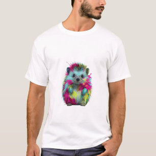 Vibrant Rainbow Splatter Hedgehog Art Men T-Shirt