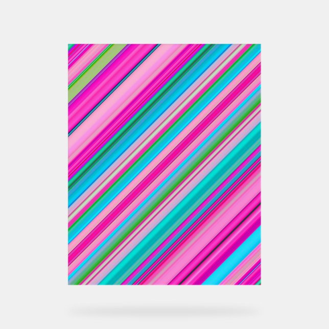 Vibrant Rainbow Stripe Pattern Design Acrylic Sign (Front)