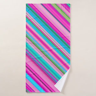 Vibrant Rainbow Stripe Pattern Design Bath Towel