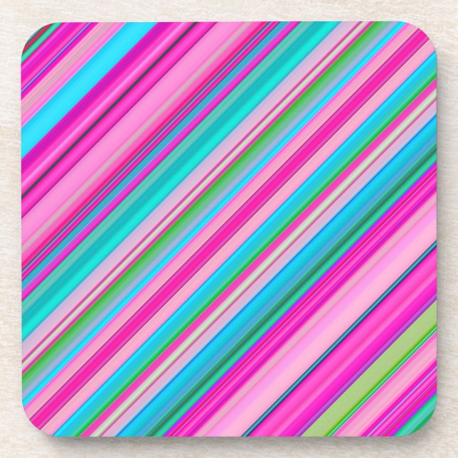 Vibrant Rainbow Stripe Pattern Design Coaster (Front)