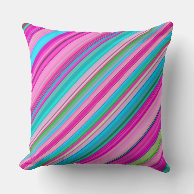 Vibrant Rainbow Stripe Pattern Design Cushion (Front)