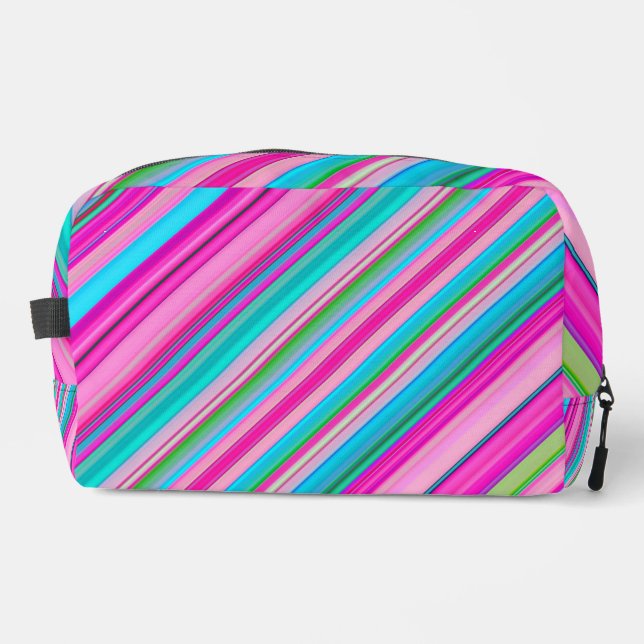 Vibrant Rainbow Stripe Pattern Design Dopp Kit (Front)