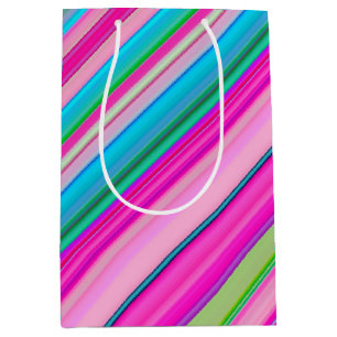 Vibrant Rainbow Stripe Pattern Design Medium Gift Bag