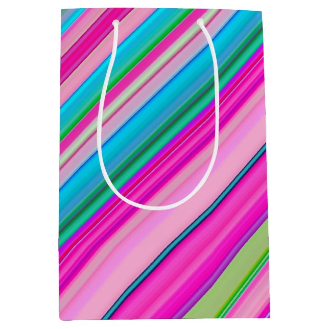 Vibrant Rainbow Stripe Pattern Design Medium Gift Bag (Front)