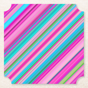 Vibrant Rainbow Stripe Pattern Design Paper Coaster