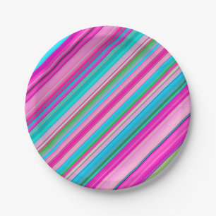 Vibrant Rainbow Stripe Pattern Design Paper Plate